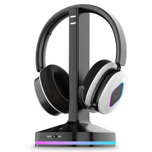RGB Gaming Headset With Contact Charging Stand Pogo Pins Tri-Mode